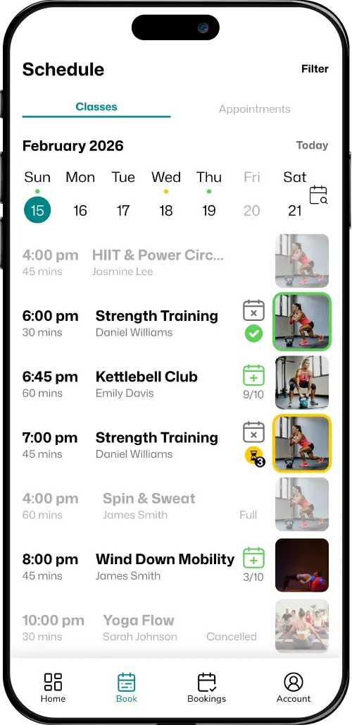 Client class schedule