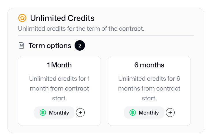 Unlimited membership with monthly and six-month terms