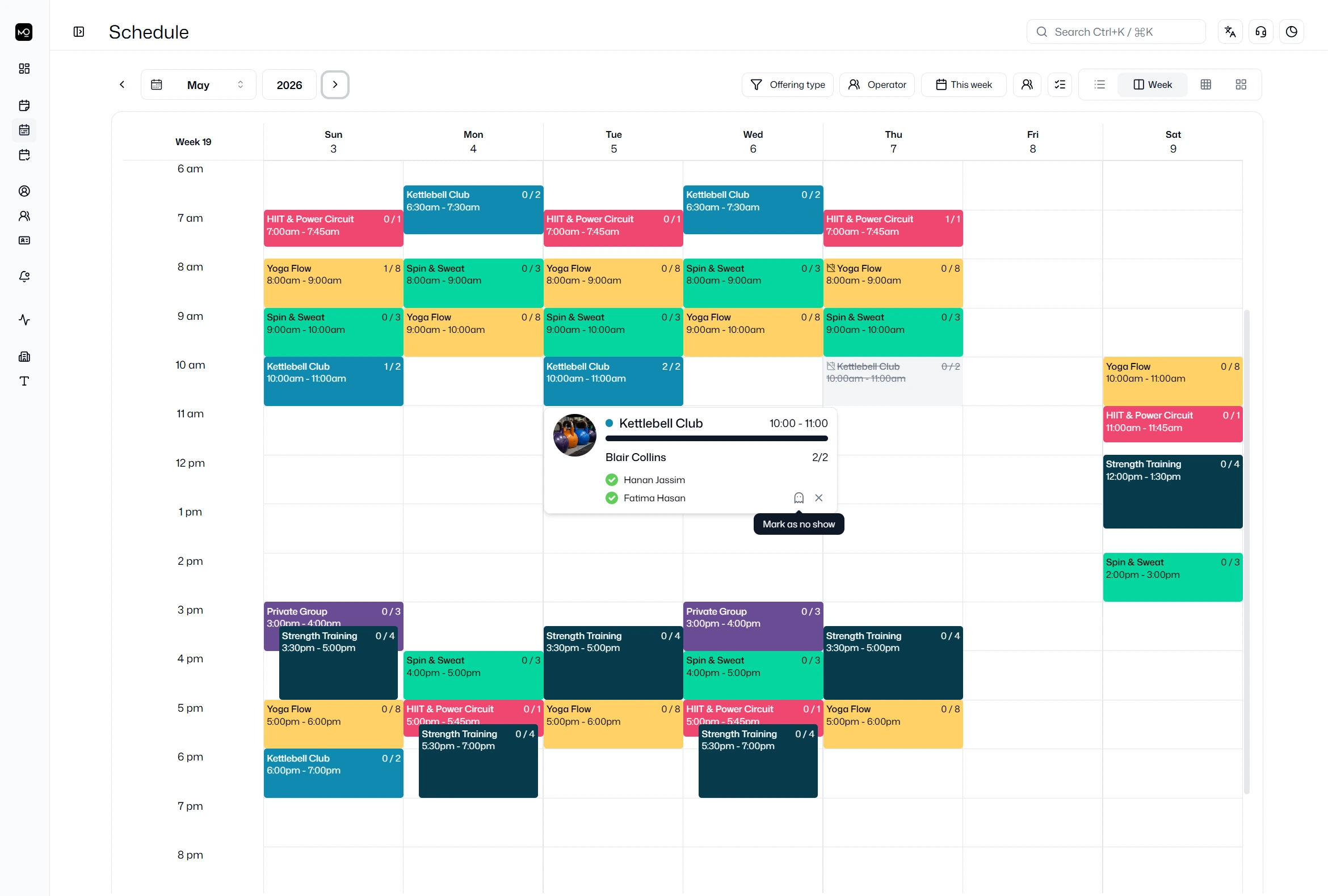 Weekly timetable and attendance context